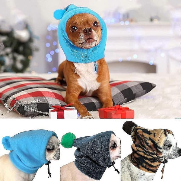 Hund Fleece Vinter Varm Mössa Utomhus Öronskydd Mössa Enfärgad Dragsko Mössa