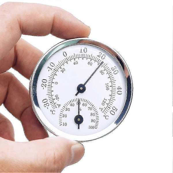 Mini Rund Väggmonterad Analog Termometer Hygrometer Temperatur Luftfuktighetsmätare
