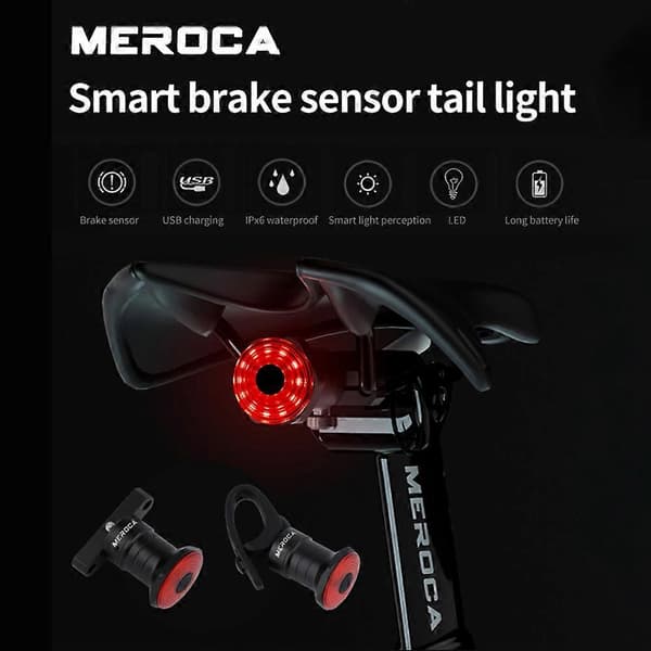 MEROCA Cykel Baklyktor Cykel Smart Sensing Bromsljus IPX6 Vattentät Led Usb