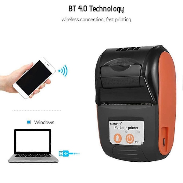 Bærbar Bluetooth Termisk Printer Håndholdt 58mm Kvitterings Printer til Ios Android Telefon EU STIK