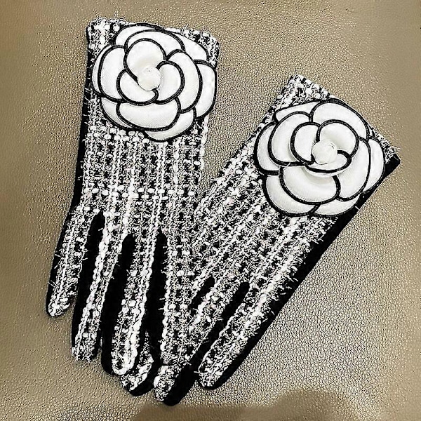 Märkesdesign Vinterhandskar Varma Plus Sammet Tjockare Pekskärm Kashmir Vantar Rutigt Stora Blomhandskar för kvinnorinvierno