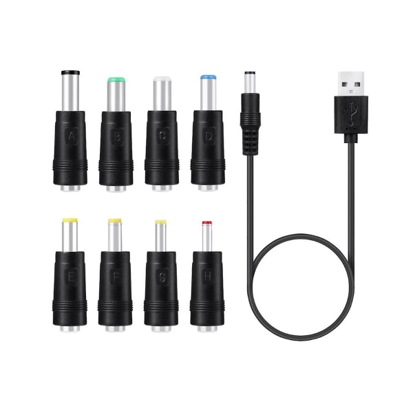 8 In1 5V USB til DC 5,5X2,1mm 3,5mm 4,0mm 4,8mm 6,4mm 5,5X2,5mm 6,3mm stik opladeledning til blæserhastighed