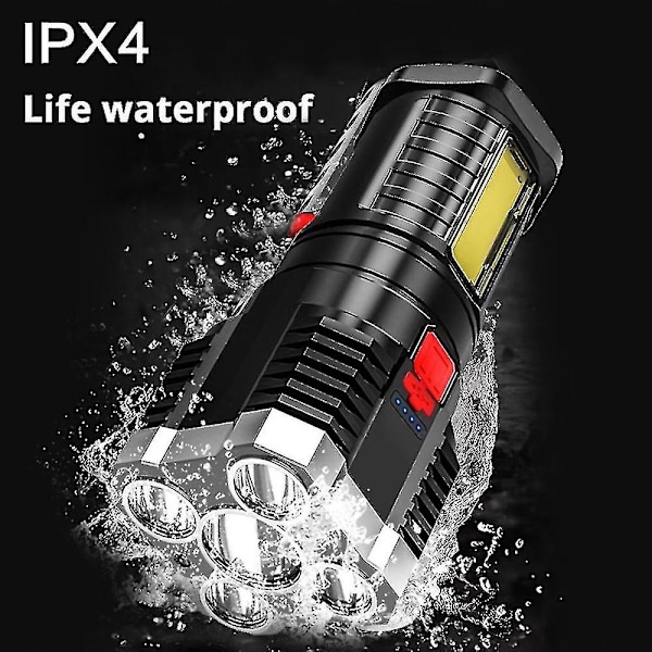 Supersterk Oppladbar Lommelykt - 5led Utendørs Lommelykt For Camping