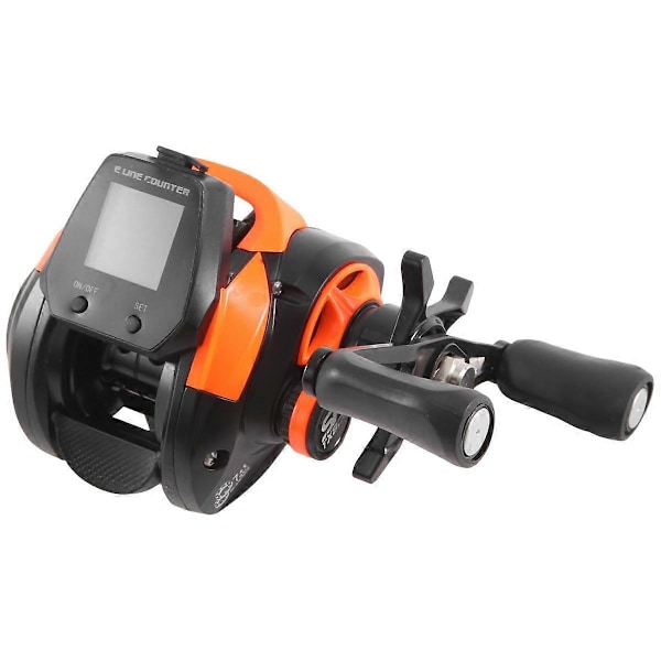 Elektronisk Baitcasting Fiskehjul LED-skærm USB og Solar Opladning 7.2:1 Hav Saltvandshjul Orange Højre