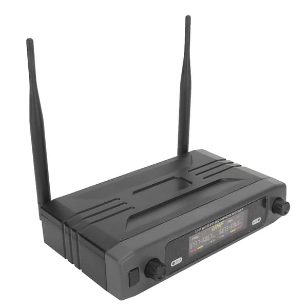 Trådløst Mikrofonsystem UHF Dobbel Håndholdt Dynamisk Trådløst Mikrofonsett med LCD-skjerm US Plugg 100?240V