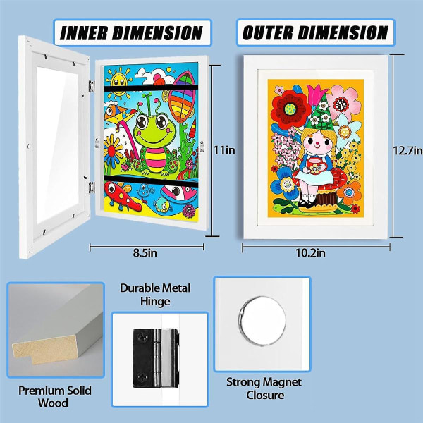 Barnekunstrammer, 8,5 x 11 frontåpning Utskiftbare kunstrammer for barn, horisontal og vertikal kunst D