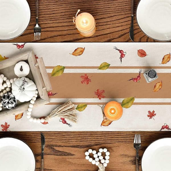 Tacksam Höstlöv Blommig Bordslöpare, Höst Thanksgiving Kök Matsal