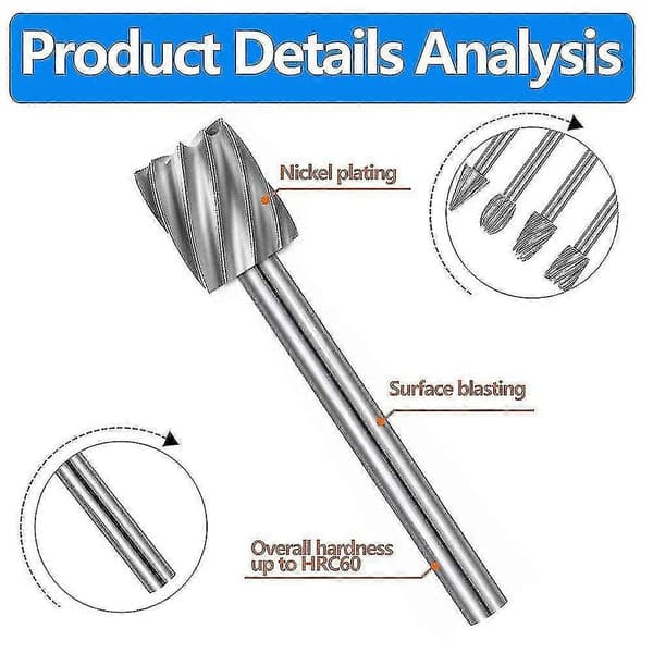 20-pack HSS-fräsar med karbidspetsar för Dremel-fräsar, 1/8 tum (3 mm) skaft för Dremel Pro