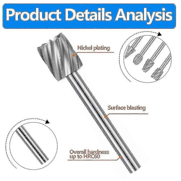 20 stk HSS Fræserkarbid Graveringsbits til Dremel Fræserbitsæt 1/8 tommer (3 mm) Skaft til Dremel Pro