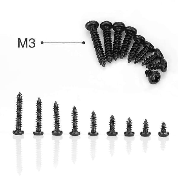 450 stk. Svarte M3 Kryss Pan Hode Selvskruende Skruer Sett Sortiment Kit