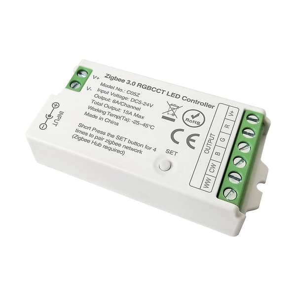 Zigbee 3.0 WiFi LED Controller 2.4GHz RGBCCT LED Strip Tuya Gateway Hue Bridge Stemmestyring DC5V-24V