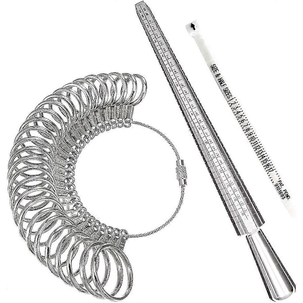 Ringstorleksmätare, Aluminium Ringmandrel och Fingermätare, Ringstorleksmätsats (Metall Ringstorleksmätare)