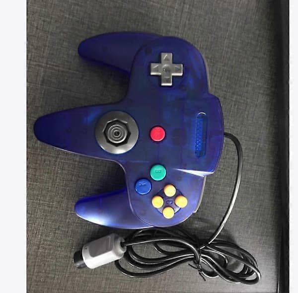 Ny Kablet Controller Joystick Kompatibel Med Nintendo 64 N64 Videospilkonsol Transparent blue