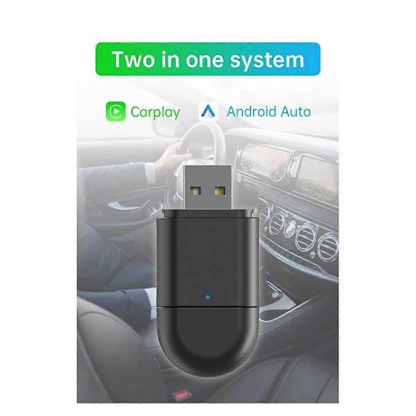 2-in-1 Langaton Carplay Android Auto -sovitin Älykäs AI Box Dongle Tukee USB- ja Type-C-liitäntöjä Langallisesta Langattomaan