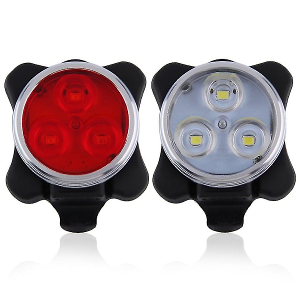 Sykkel 3 LED 4 Moduser Hodelykt Front Baklykt USB Oppladbar