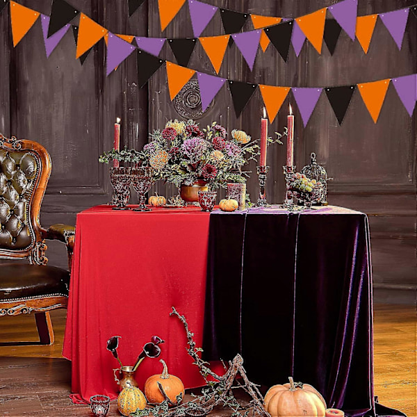 Halloween-lippukoriste Halloween-juhliin Musta, Violetti ja Oranssi Kolmiolippukoriste 36 Korttipaperista Tehtyä Lippu Halloween-koristeluun