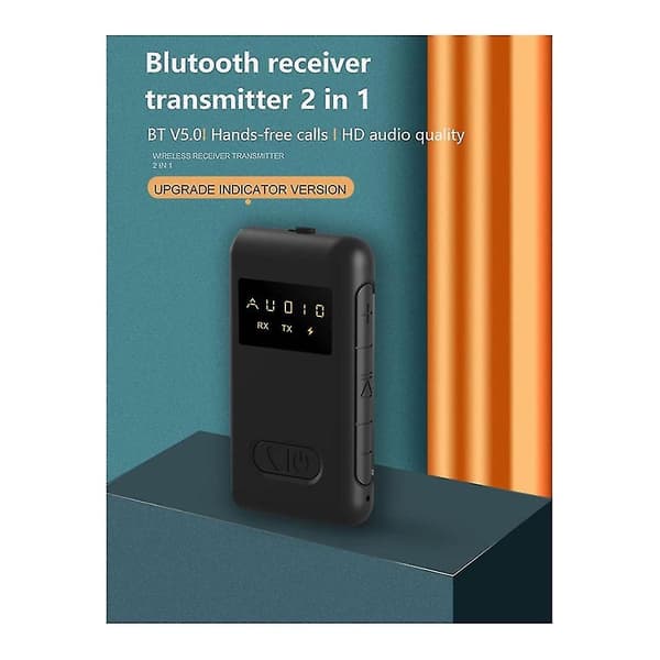 2 I 1 Trådløs Bluetooth-kompatibel 5.0 Receiver Transmitter Adapter 3,5 mm Jack til Bil Musik Audio Hovedtelefon Receiver