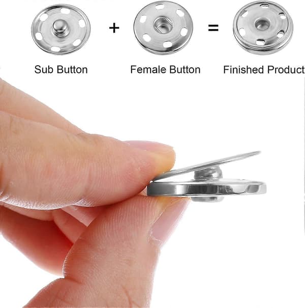 200 Sæt Syknapper, 12 mm Trykknapper Metal Snap Fasteners til Tøj DIY Håndværk