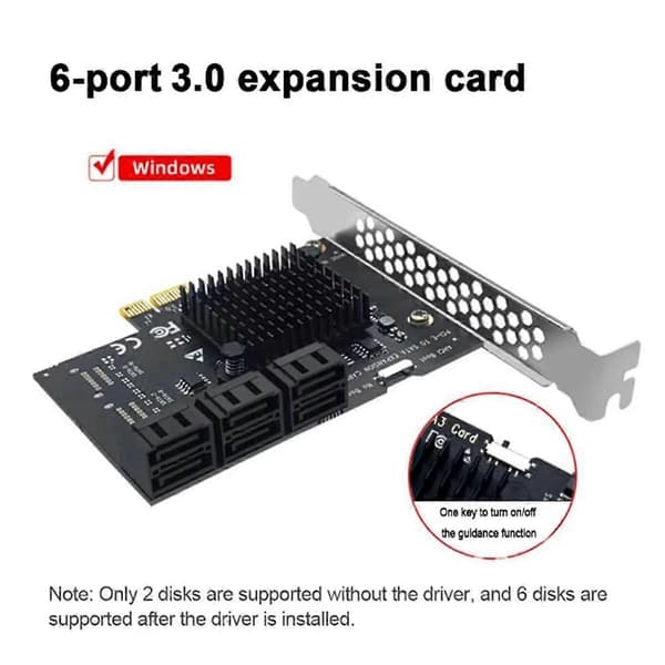 PCI-E till 6-Port SATA3.0 Utbyggnadskort 6Gbps Desktop Adapter för Solid State & Mekaniska Hårddiskar