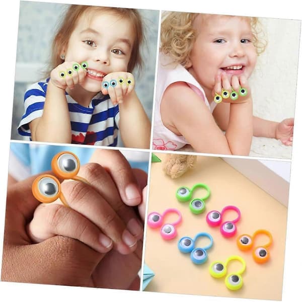 Ögonring Fingerdockor 24 st Barn Ring Fingerdockor Aktiva Ögonglobs Fingerdockor Plast Presentpåse Stora Ögon Ring Ögon Fingerdocka Leksak Kul Barn