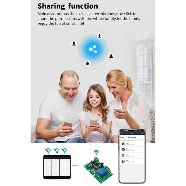 Smart WiFi Relä Switch Modul Kit, Tippande Självlåsande Förreglingsmodul 1-Vägs AC85-250V med Hölje Fjärrkontroll