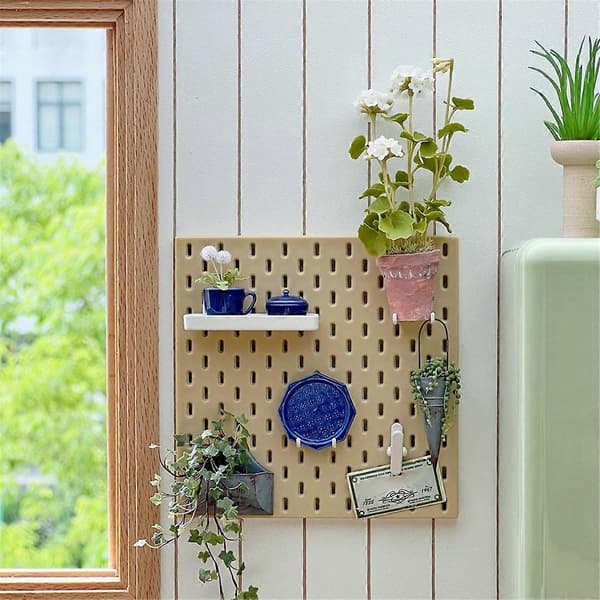 Miniature Møbel Dekoration Genstande Perforeret Tavle Væg Rack DIY Opbevaring Display Møbel Tilbehør Træfarve