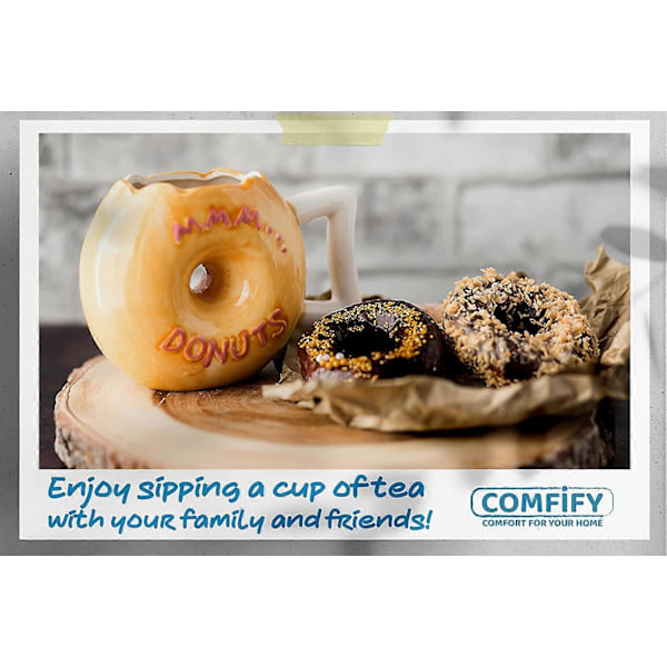 Keramisk Donut-mugg - Läcker Rosa Glasyr-Donut med Strössel - Rolig \"MMM. Donuts!\" Citat - Stor 14 oz - Rolig Kaffe-mugg-present