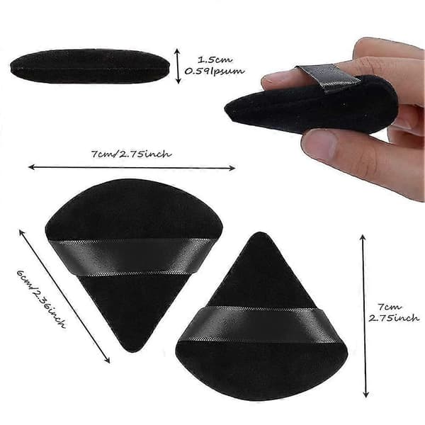 6 Triangle Puderpuffar, sminkpuff för ansiktspuder, velour Triangle Svampar för Banmo