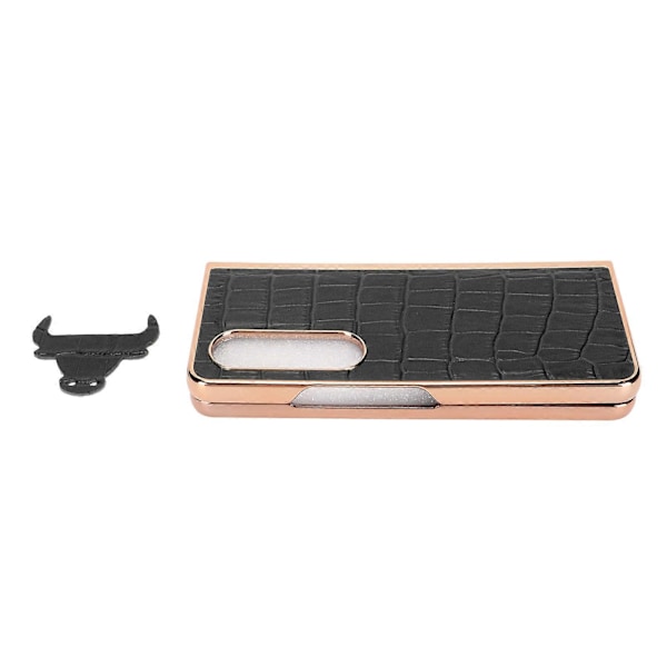 Telefoncover Beskyttelsescover til Samsung Galaxy Z Fold 4 Nano Plating Crocodilian Mønster Ægte Læder Ridsefast Sort YEMMA