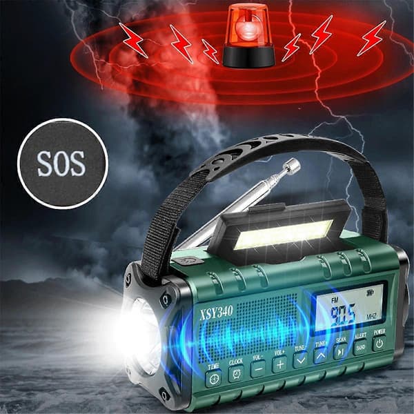 Intelligent Nødradio Multifunksjon Håndsveiv USB-Lading Solcellelading Lagring