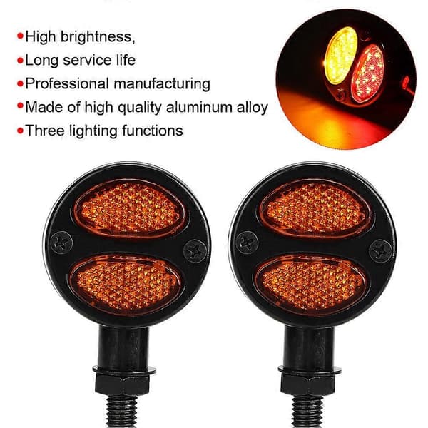 Motorcykel LED Blinklys Bremslys Metalhus Blinklys 12V 4 Ledninger Sort