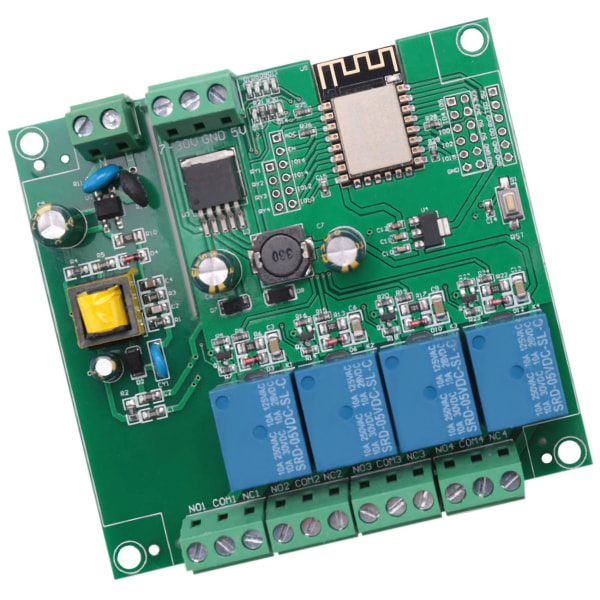 Esp8266 Trådlös Wifi 4-kanals relämodul Esp-12f Wifi-utvecklingskort för AC/DC 5v/8-80v Power