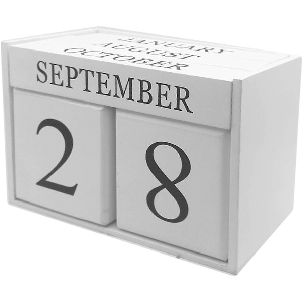 Trekalender med treblokker i tre - Evigvarende blokkvisning av måned og dato - Hjemmekontordekorasjon