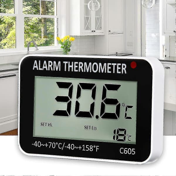 Termometer Vægmonteret Høj Præcision Køleskabe Alarm LCD Display