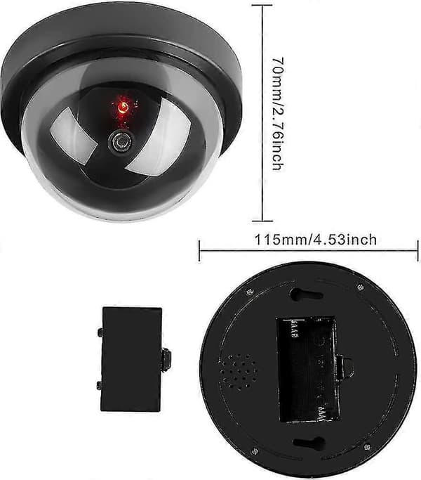 Rund attrappkamera CCTV övervakningskamera säkerhetskamera med blinkande LED