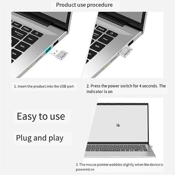 Mouse Jiggler USB Musebeveger med Bryterknapp Anti Datamaskin Dvale Mobil Cursor Tre Spormoduser