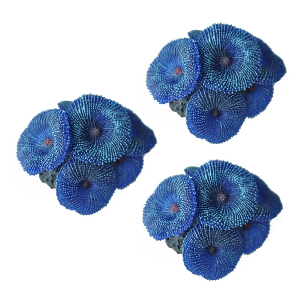 3x Aquarium Plant Artificial Coral Blue