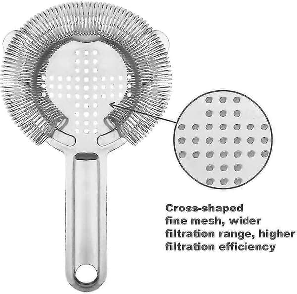 Cocktail Strainer - Rustfri Stål Bar Strainer Til Bartending, Bar Værktøj Drik Strainer Til Bartendere Og Mixologer 1 Styk sølv