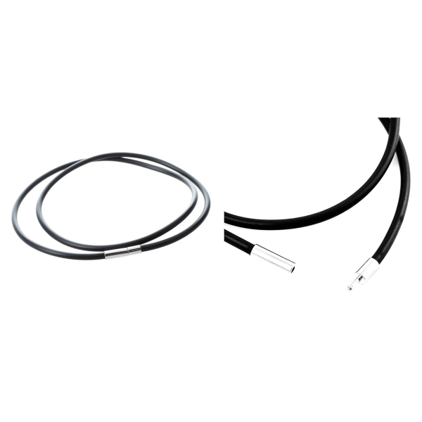 2 Pcs Black Cord Necklace With Stainless Steel 3mm 22 Inch & 2mm 51cm