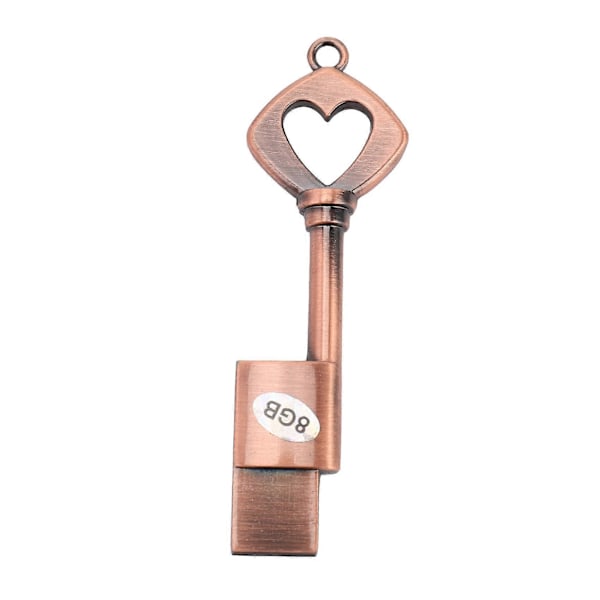 USB 2.0 Metall USB-minne Ren Koppar Hjärta USB-flashdrive Nyckel (Koppar, 8GB)