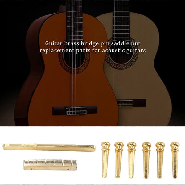 6 stk. Guitar Messing Bro Pins Saddel Møde Replacement Dele til Akustisk Guitar