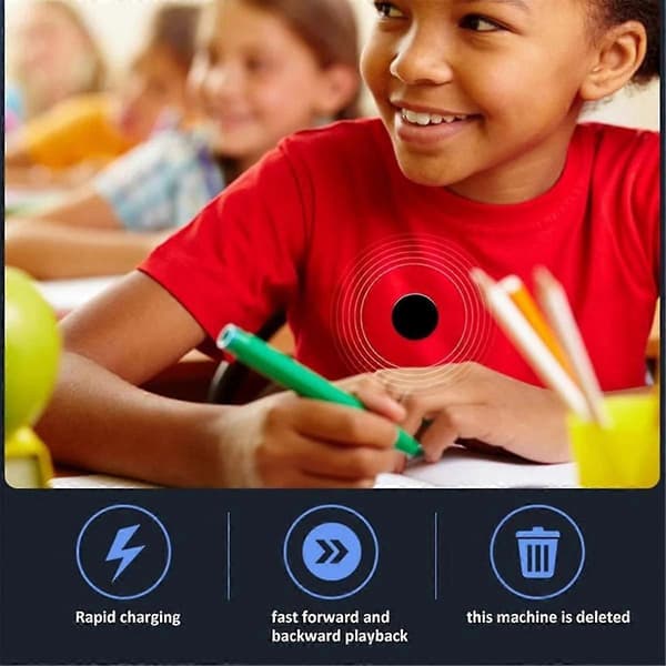Digital Stemmeopptaker Mini Brosje Lydopptaker Profesjonell Langdistanse Stemmeopptaker MP3 Pla