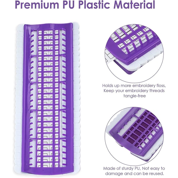 Trådarrangör för broderi, korsstygnstrådarrangemang, förvaringsverktyg för sytrådar, nålar, stickset, 50 positioner - 1 st - lila