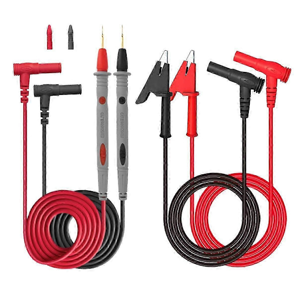 Multimeter Testledninger, 1 Par Testledninger med Alligator Klemmer og 24K Gullbelagte Testprober, 10