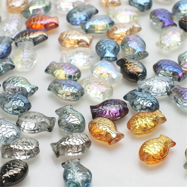 60 stk Krystal vedhæng Fiskeform 10X14mm Glasfacetterede perler Håndværk Materiale Smykkefremstilling Ørering