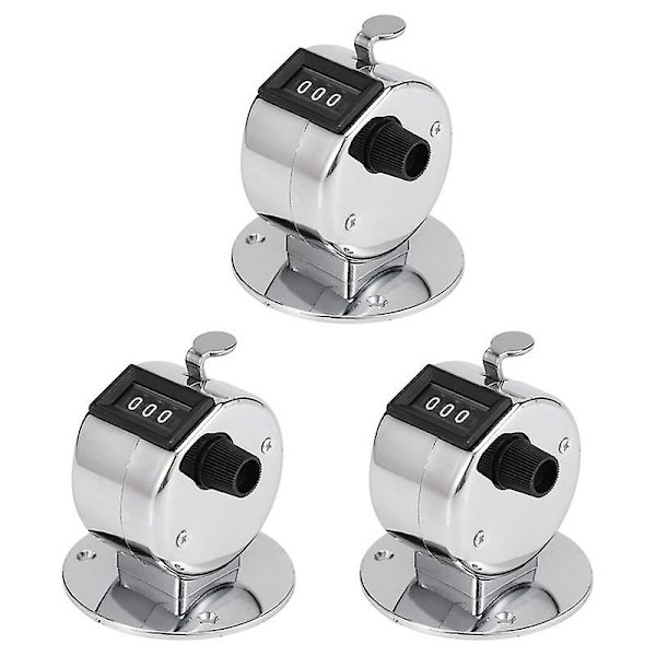 3x Rundt Bund 4-cifret Manuel Håndtæller Mekanisk Palm Click Counter