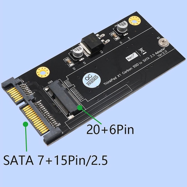 20+6-pin SSD til SATA 2,5 tommers adapterkortkonverter for X1 Carbon