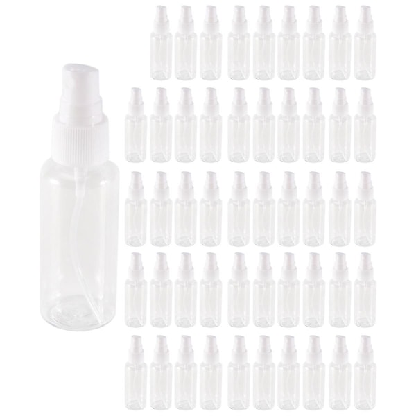 50 Pieces 50ml Spray Bottles Plastic Empty Refillable Atomiser Transparent Travel Bottle