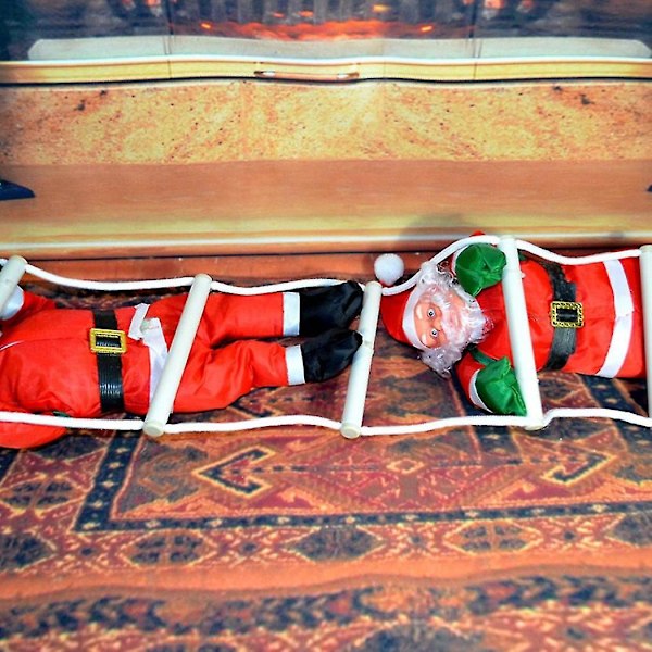 Tomte Fylld Jul Tomte Klättra På Rep Hängande Prydnad Tomtedocka