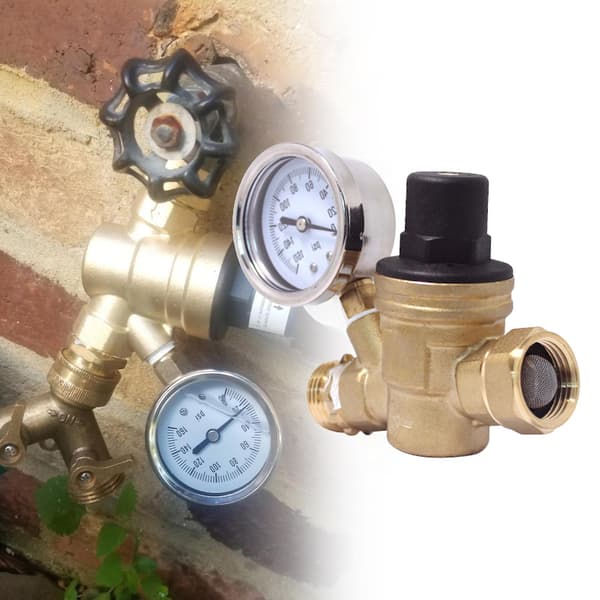 M11-0660R Vatten Tryckregulator Ventil Universal Effektiv Säker Mässing Justerbar Vatten Tryckregulator med Mätare för Hemmet
